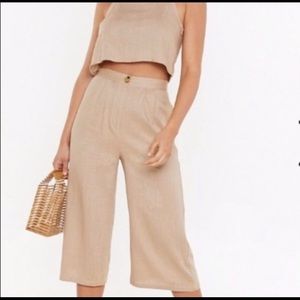 New With Tags Nasty Gal Linen Blend Culottes Set